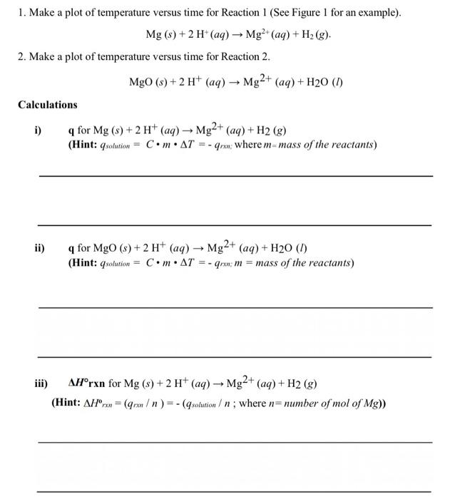 1. Make a plot of temperature versus time for | Chegg.com