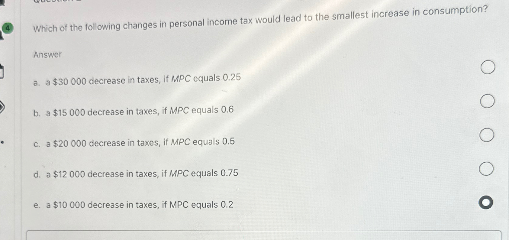Solved (4) ﻿Which of the following changes in personal | Chegg.com