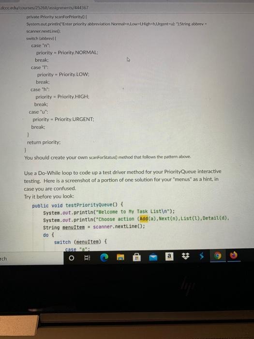 Two member attributes in Task use enum types Status | Chegg.com