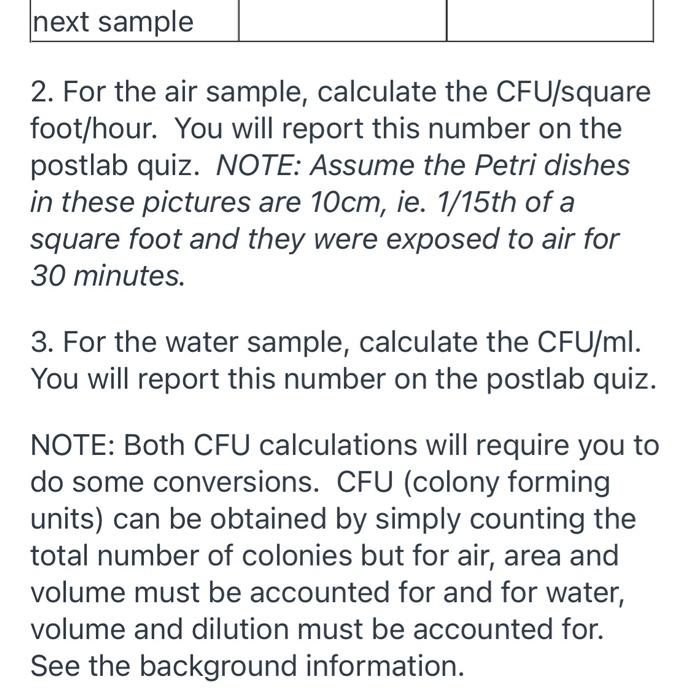 LAB ACTIVITY B - Measuring CFU in air and water (DO | Chegg.com