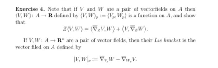 Solved Exercise 4. Note that if V and W are a pair of | Chegg.com