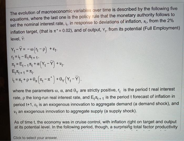 Solved The evolution of macroeconomic variables over time is | Chegg.com