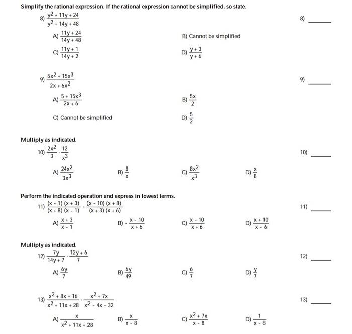 Solved Simplify the rational expression. If the rational | Chegg.com