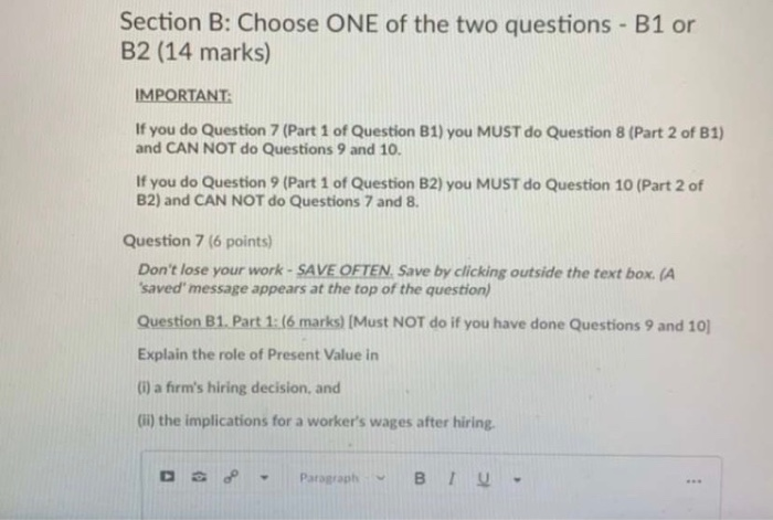 Section B: Choose ONE Of The Two Questions - B1 Or B2 | Chegg.com