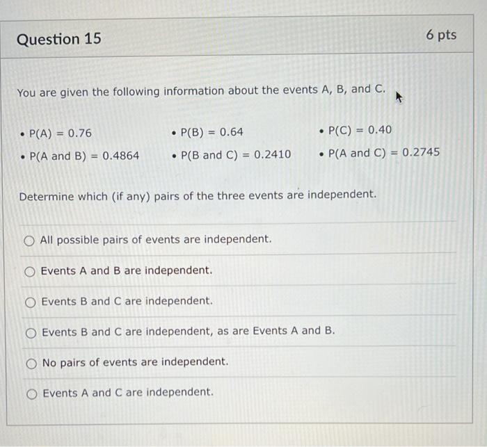 Solved You are given the following information about the | Chegg.com