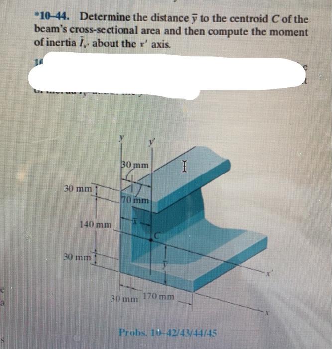Solved *10-44. Determine the distance y to the centroid C of | Chegg.com