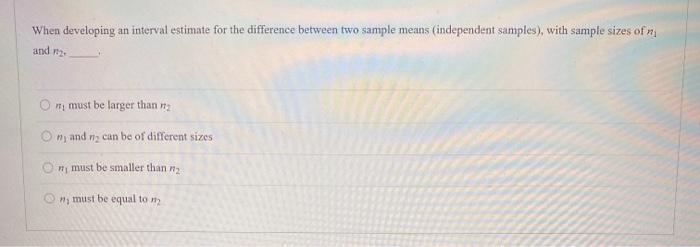 Solved When developing an interval estimate for the | Chegg.com