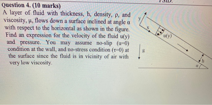 Solved ID: Question 4. (10 marks) A layer of fluid with | Chegg.com