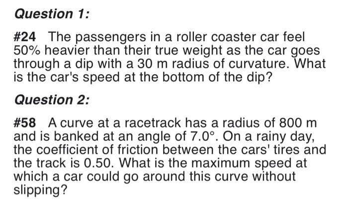 Solved \#24 The passengers in a roller coaster car feel 50% | Chegg.com