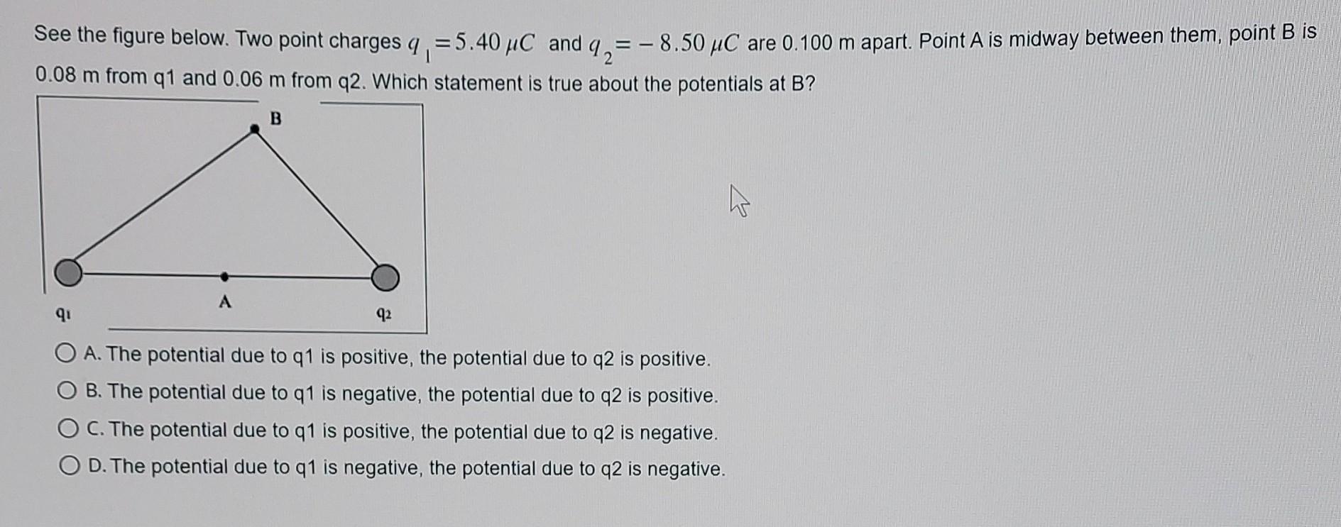 Solved See the figure below. Two point charges q1=5.40μC and | Chegg.com