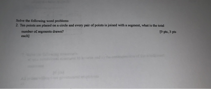 Solved Solve the following word problems 2. Ten points are | Chegg.com