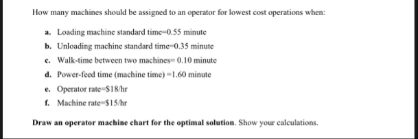 Solved How many machines should be assigned to an operator | Chegg.com