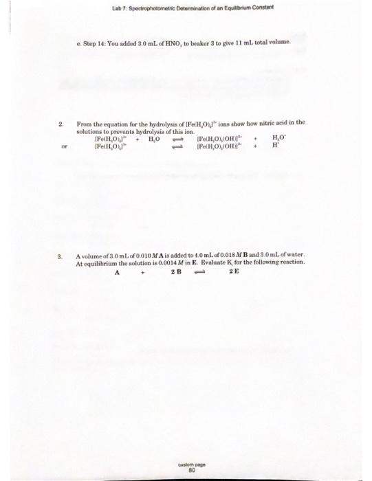 Lab 7: Spectrophotometric Determination Of An | Chegg.com