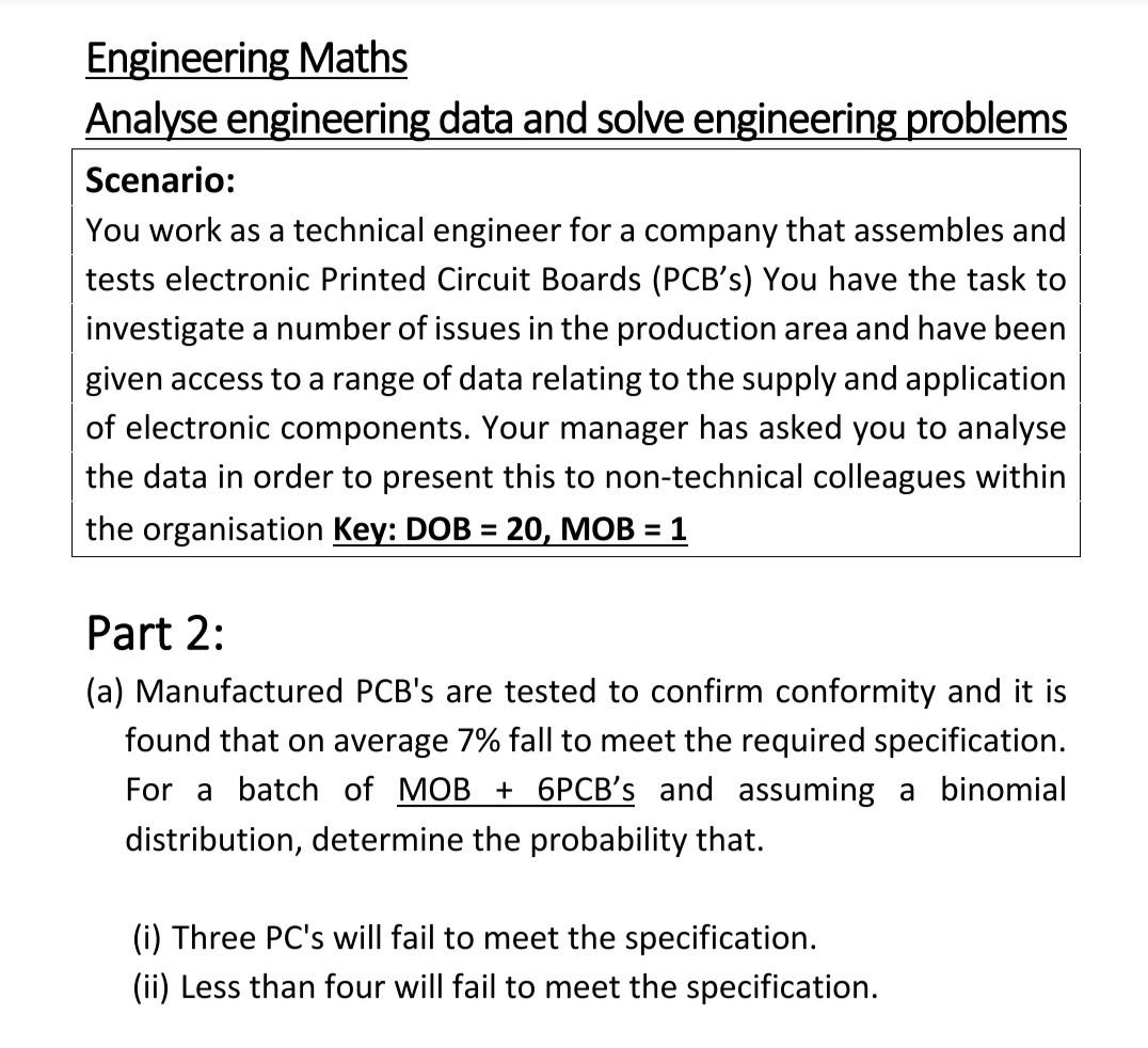 Solved Engineering Maths Analyse engineering data and solve | Chegg.com
