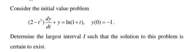 Solved Consider the initial value problem | Chegg.com