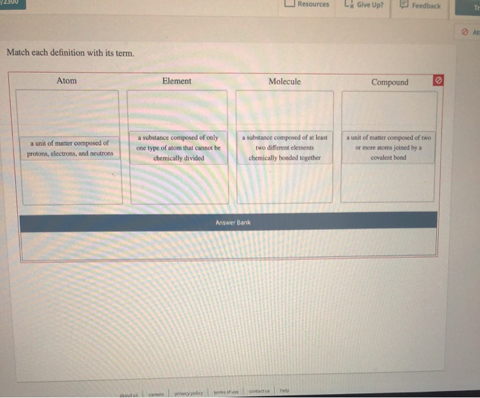 Solved 12300 Resources Ly Give Up? El Feedback Ø At Match | Chegg.com