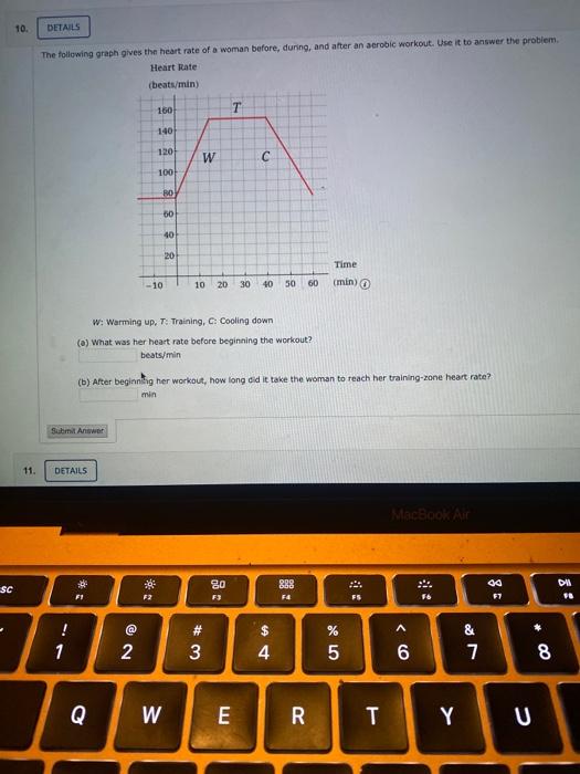Solved 10. DETAILS The following graph gives the heart rate | Chegg.com