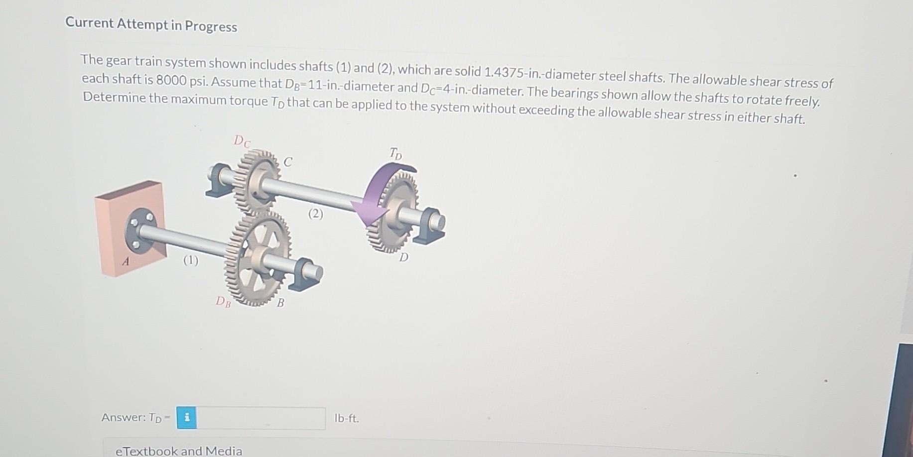 Solved The gear train system shown includes shafts (1) and | Chegg.com