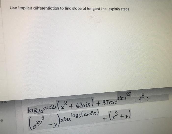 Use Implicit Differentiation To Find Slope Of Tangent | Chegg.com