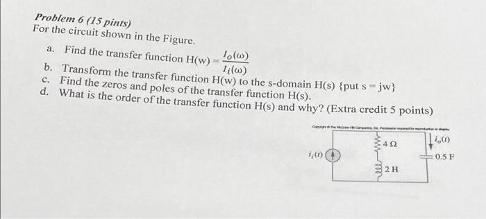 Solved Problem 6 (15 pints) For the circuit shown in the | Chegg.com