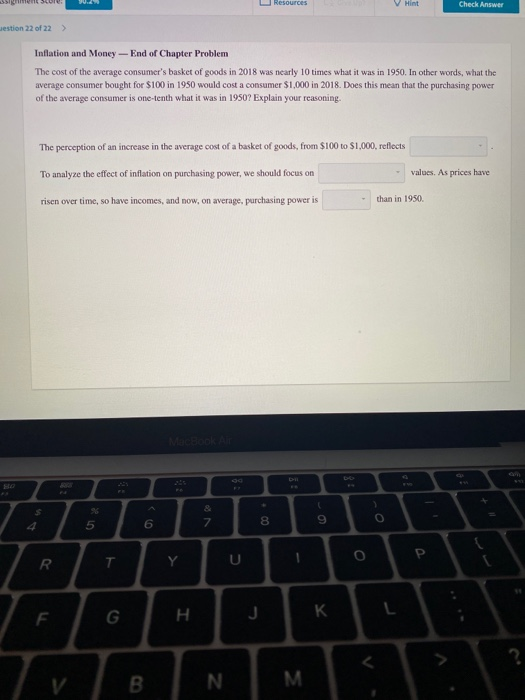 Solved The cost of the average consumer's basket of goods in