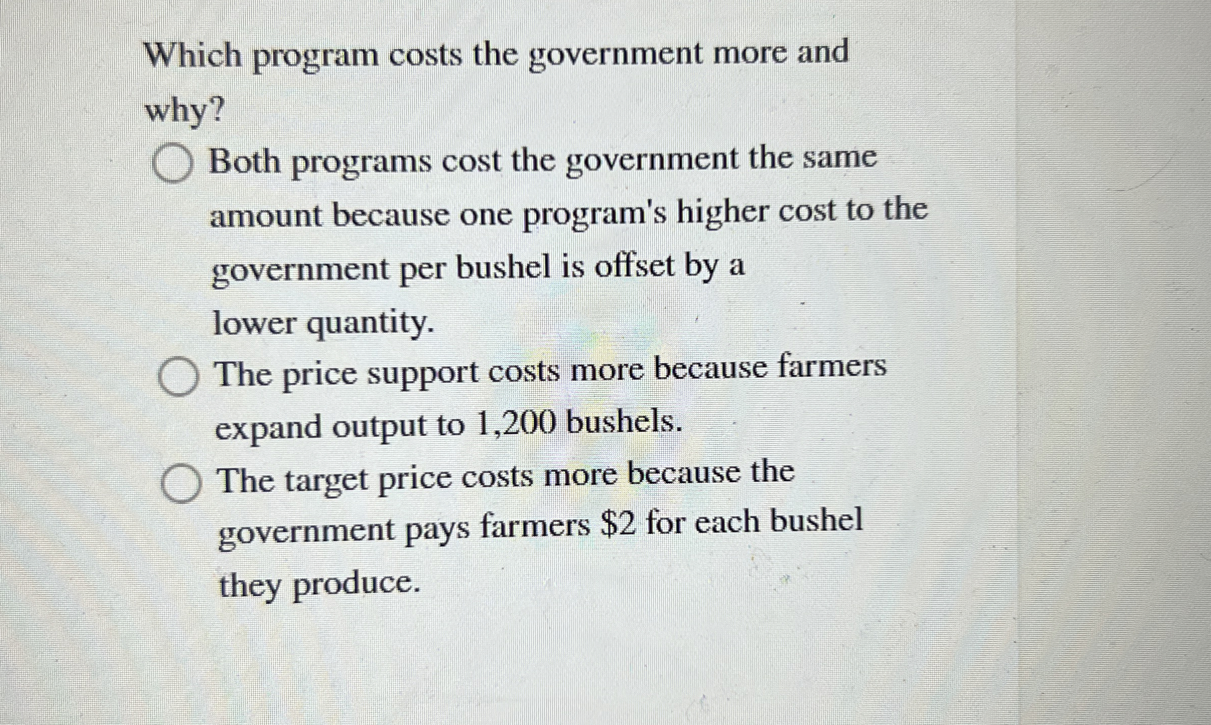 High Quality SOLUTION Which program costs the government more and why ...