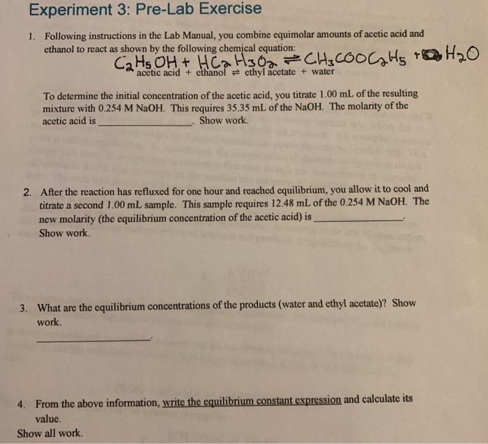 Solved Experiment 3: Pre-Lab Exercise 1. Following | Chegg.com