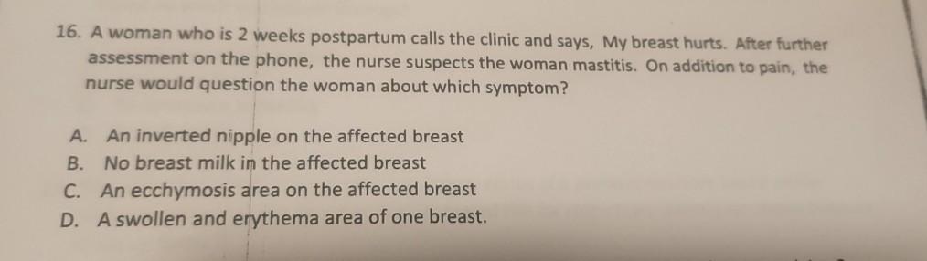 solved-a-woman-who-is-2-weeks-postpartum-calls-the-clinic-chegg