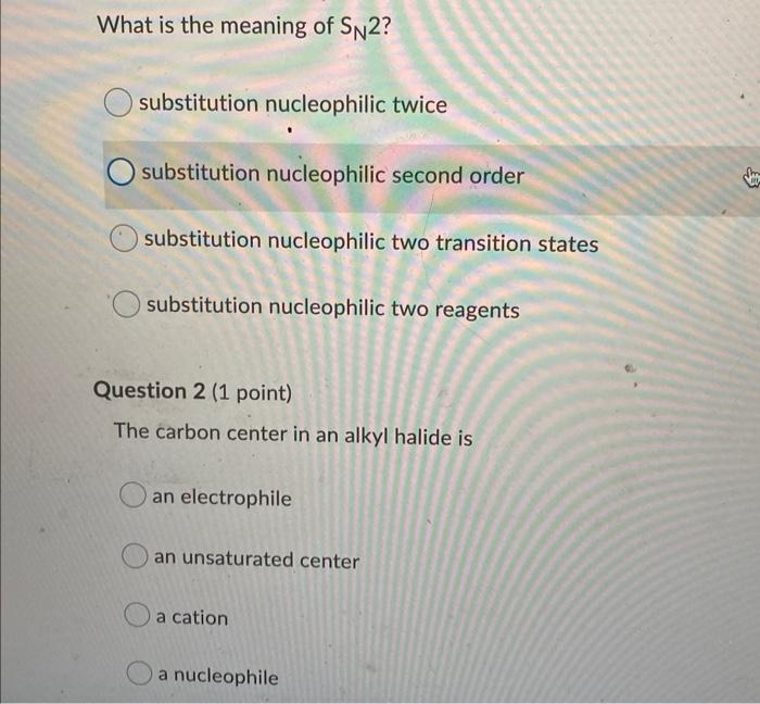 Solved What Is The Meaning Of SN2 Substitution Nucleophilic Chegg