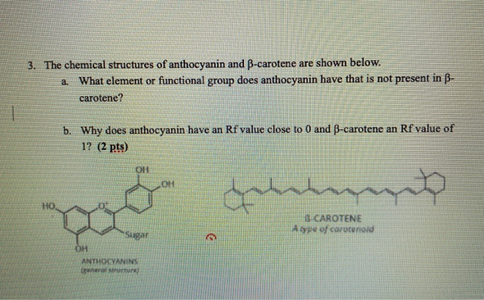 Solved 3 The Chemical Structures Of Anthocyanin And Ss Ca Chegg Com