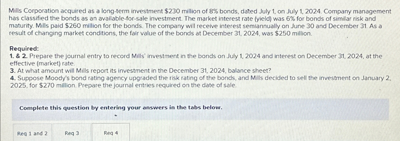 Mills Corporation acquired as a longterm investment