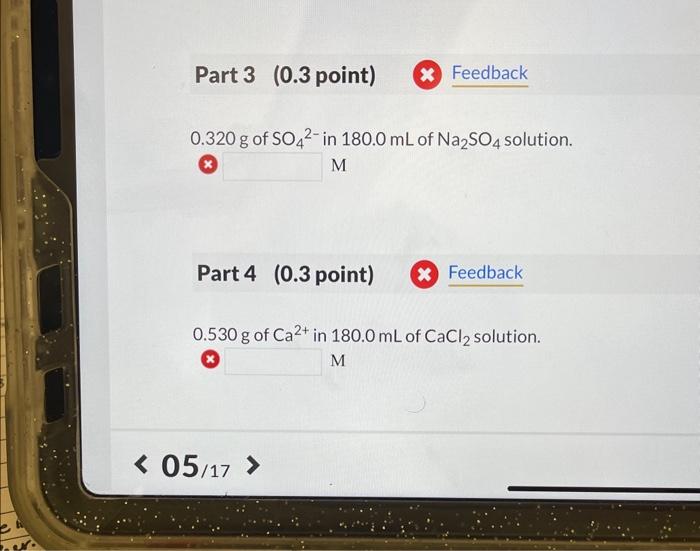 Solved Calculate the molarity of each of the following ions. | Chegg.com