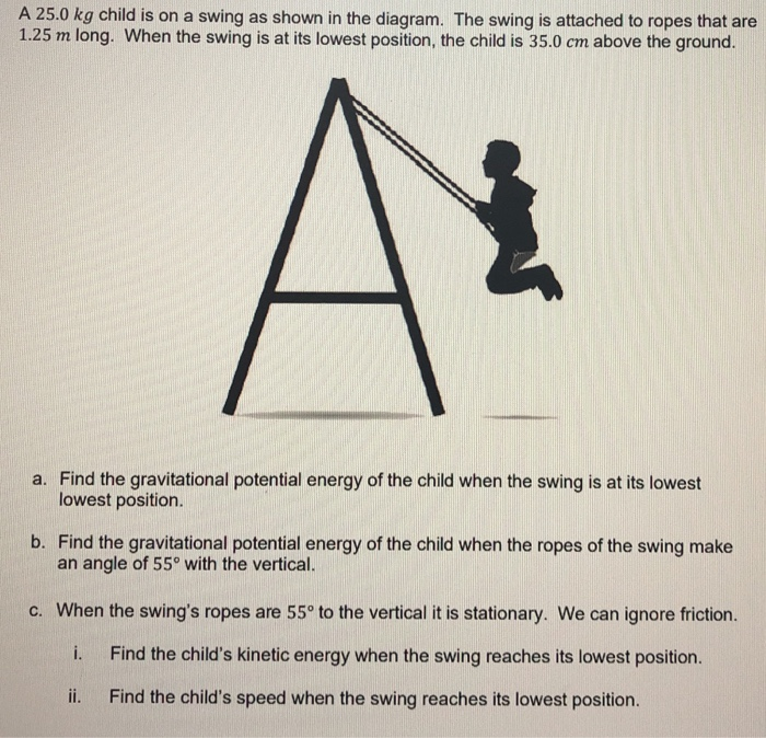 Solved A 25.0 kg child is on a swing as shown in the