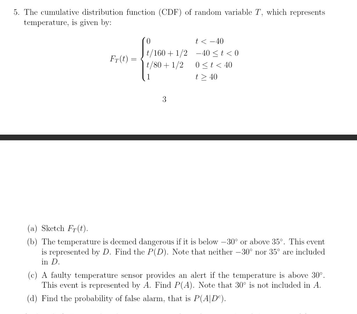 Solved 5. The cumulative distribution function (CDF) of | Chegg.com