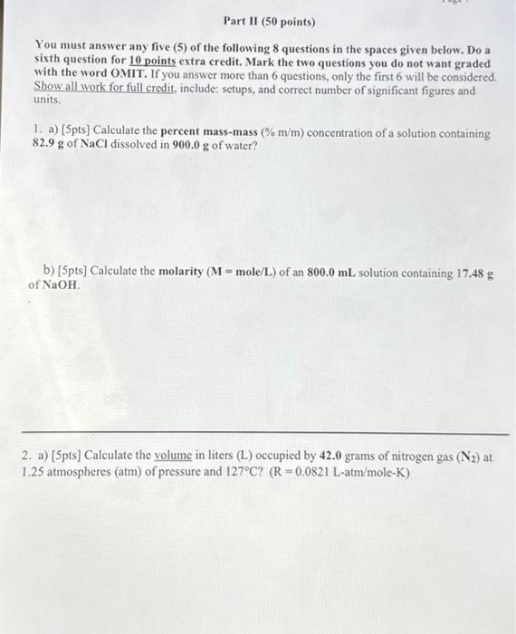 Solved Part II (50 points) You must answer any five (5) of | Chegg.com
