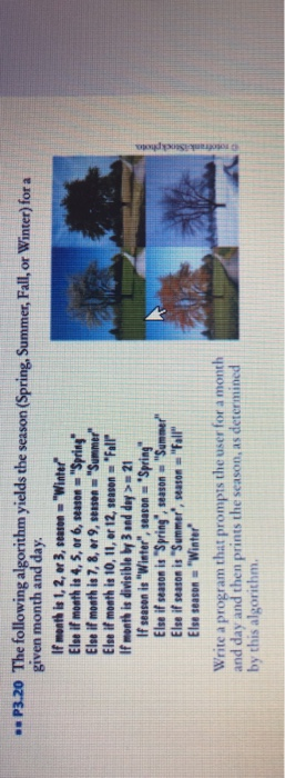 Solved • P3.20 The following algorithm yields the season | Chegg.com