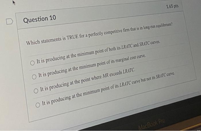 Solved Which statements is TRUE for a perfectly competitive | Chegg.com