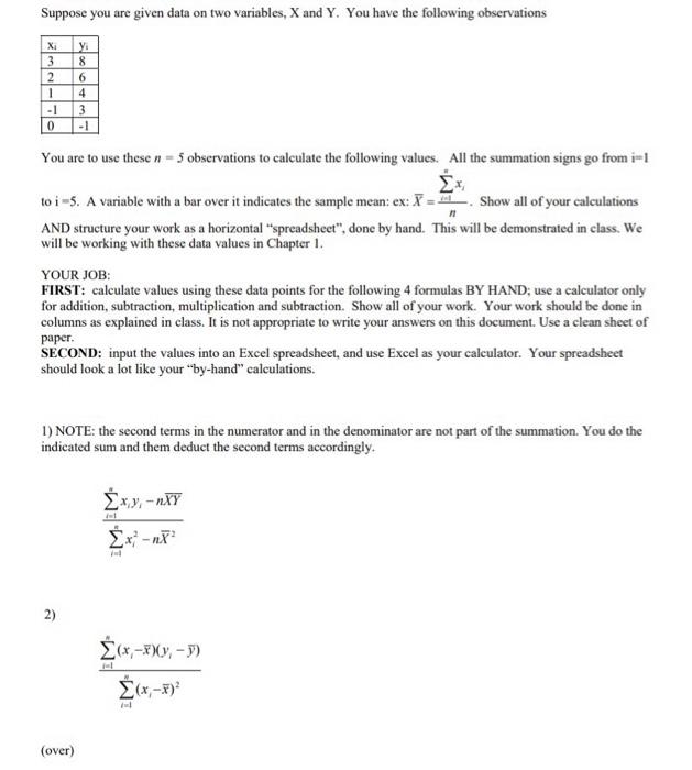 Solved Suppose you are given data on two variables, X and Y. | Chegg.com