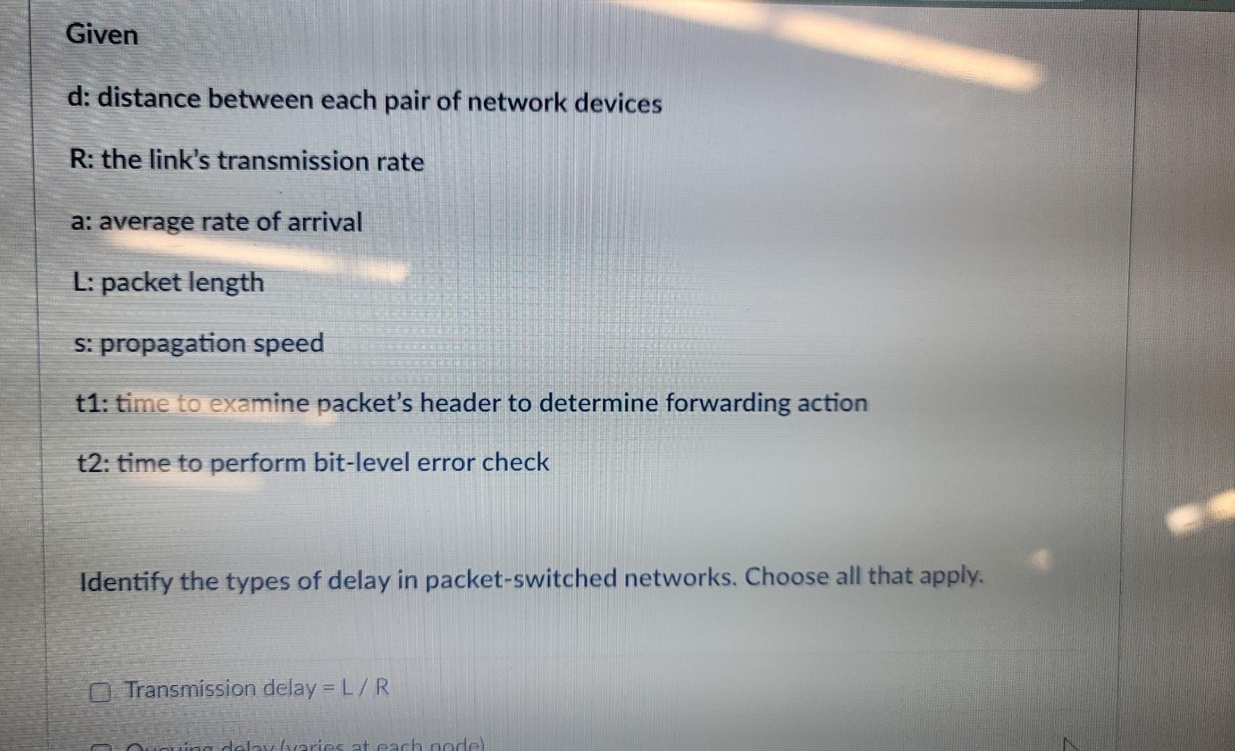 Solved Given d: distance between each pair of network | Chegg.com