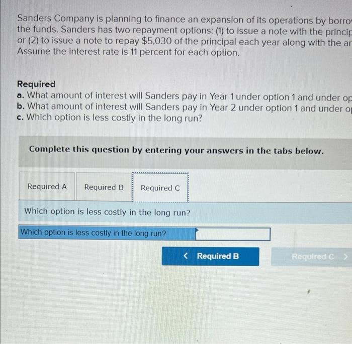 Solved Sanders Company is planning to finance an expanslon