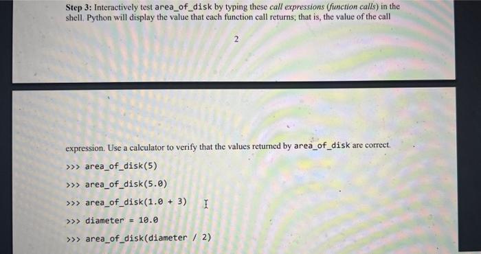 Solved def area_of_disk(radius): return math.pi ∗ radius ∗∗2 | Chegg.com