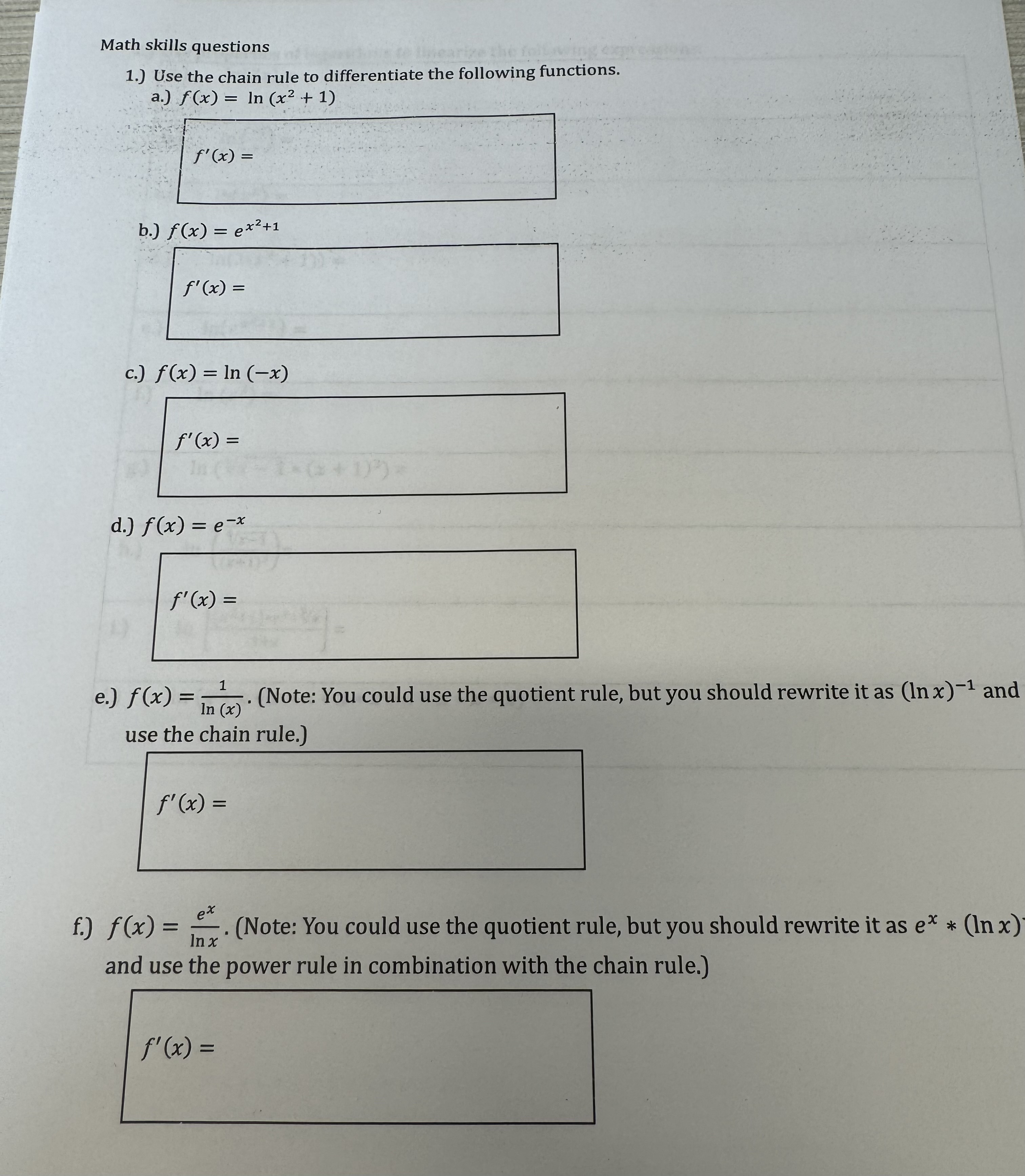 Solved Math skills questions1.) ﻿Use the chain rule to | Chegg.com