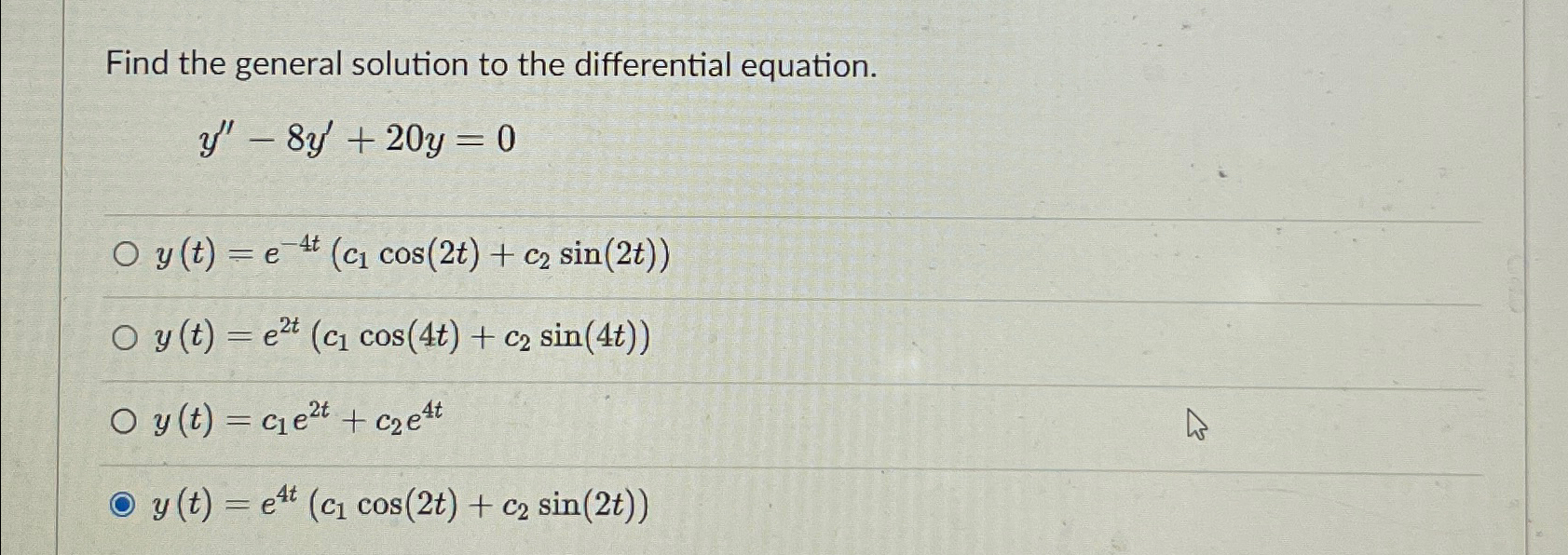 Solved Find the general solution to the differential | Chegg.com