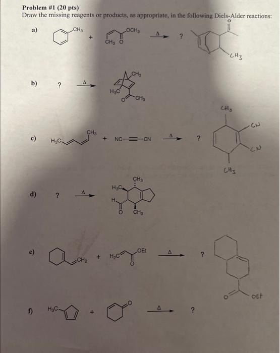 Solved Problem \#1 (20 Pts) Draw The Missing Reagents Or | Chegg.com