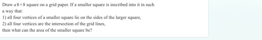 Solved Draw a8×8 square on a grid paper. If a smaller | Chegg.com