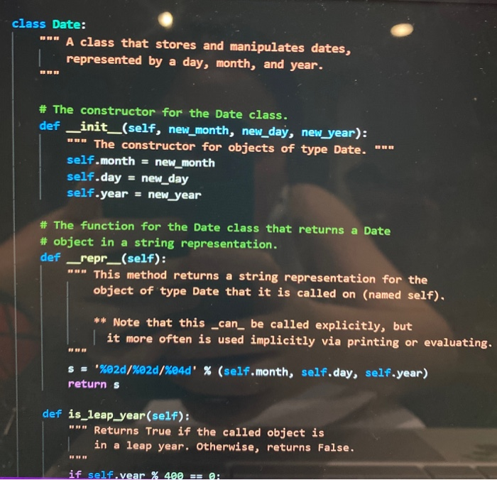Solved NH class Date: A class that stores and manipulates | Chegg.com