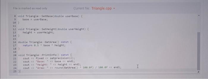 Filefs markedias read only.
Current file: Triangle.cpp -