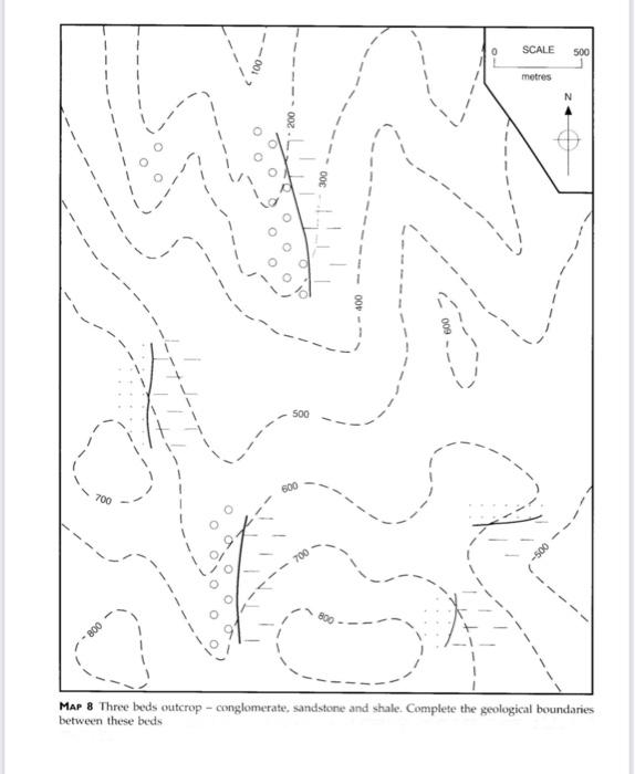 Solved SCALE 500 metres N 300 o 500 600 700 009- 700 MAP 8 | Chegg.com