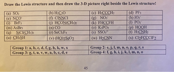 Solved Draw The Lewis Structure And Then Draw The 3 D Pic Chegg Com