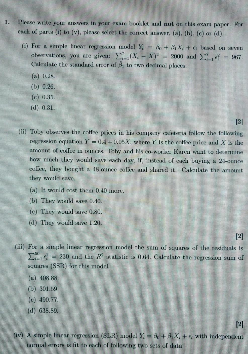 Solved 1 Please Write Your Answers In Your Exam Booklet Chegg Com